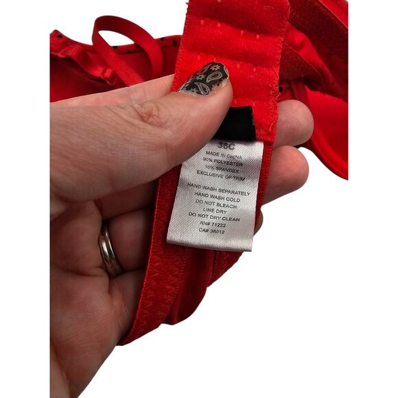 Vintage Y2K Rampage Intimates Sz 36C T Shirt Bra Red Black Polka Dot - Picture 6 of 6